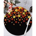 thumbnail image 1 of 13 Inch Round Placemats Set of 4, Fall Maple Leaf Non Slip Heat Insulation PP Table Mats, Thanksgiving Yellow Orange Plant Black Washable Place Mats for Kitchen Dining Party Table Decor, 1 of 7