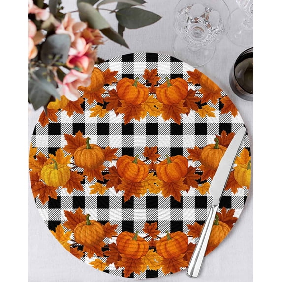 13 Inch Round Placemats Set of 4, Fall Non Slip Heat Insulation PP ...