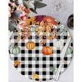 thumbnail image 1 of 13 Inch Round Placemats Set of 4, Fall Orange Green Pumpkins Non Slip Heat Insulation PP Table Mats, Thanksgiving Weeping Maple Leaf Washable Place Mats for Kitchen Dining Party Table Decor, 1 of 7