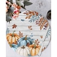thumbnail image 1 of 13 Inch Round Placemats Set of 4, Fall Pumpkins Orange Blue Non Slip Heat Insulation PP Table Mats, Thanksgiving Botanical Vintage Washable Place Mats for Kitchen Dining Party Table Decor, 1 of 7