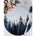 thumbnail image 1 of 13 Inch Round Placemats Set of 4, Forest Non Slip Heat Insulation PP Table Mats, Dark Blue Fall Bird Vintage Farmhouse Tree Washable Place Mats for Kitchen Dining Party Table Decor, 1 of 7