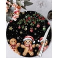 thumbnail image 1 of 13 Inch Round Placemats Set of 4, Gingerbread Christmas Non Slip Heat Insulation PP Table Mats, Xmas Balls Branches Black Washable Place Mats for Kitchen Dining Party Table Decor, 1 of 7