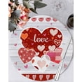 thumbnail image 1 of 13 Inch Round Placemats Set of 4, Gray Wood Valentines Day Non Slip Heat Insulation PP Table Mats, Love Hearts Romantic Farmhouse Washable Place Mats for Kitchen Dining Party Table Decor, 1 of 7