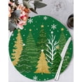 thumbnail image 1 of 13 Inch Round Placemats Set of 4, Green Christmas Tree Non Slip Heat Insulation PP Table Mats, Golden Xmas Tree Snowflake Winter Washable Place Mats for Kitchen Dining Party Table Decor, 1 of 7