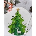 thumbnail image 1 of 13 Inch Round Placemats Set of 4, Green Christmas Tree Non Slip Heat Insulation PP Table Mats, Xmas Reindeer Modern Abstract Art Washable Place Mats for Kitchen Dining Party Table Decor, 1 of 7