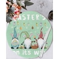 thumbnail image 1 of 13 Inch Round Placemats Set of 4, Green Gnomes Easter Non Slip Heat Insulation PP Table Mats, Eggs Botanical Carrot Pastoral Washable Place Mats for Kitchen Dining Party Table Decor, 1 of 7