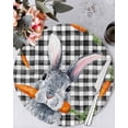 thumbnail image 1 of 13 Inch Round Placemats Set of 4, Grey Bunny Easter Non Slip Heat Insulation PP Table Mats, Rabbits Spring Botanical Black White Plaid Washable Place Mats for Kitchen Dining Party Table Decor, 1 of 7