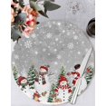 thumbnail image 1 of 13 Inch Round Placemats Set of 4, Grey Christmas Non Slip Heat Insulation PP Table Mats, Snowman Xmas Tree Snowflake Winter Washable Place Mats for Kitchen Dining Party Table Decor, 1 of 7