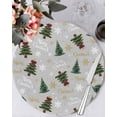 thumbnail image 1 of 13 Inch Round Placemats Set of 4, Grey Christmas Non Slip Heat Insulation PP Table Mats, Winter Green Pine Tree Gold Snowflake Washable Place Mats for Kitchen Dining Party Table Decor, 1 of 7