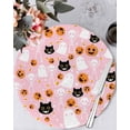 thumbnail image 1 of 13 Inch Round Placemats Set of 4, Halloween Pink Non Slip Heat Insulation PP Table Mats, Black White Ghost Orange Skull Pumpkin Washable Place Mats for Kitchen Dining Party Table Decor, 1 of 7