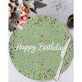 thumbnail image 1 of 13 Inch Round Placemats Set of 4, Happy Birthday Non Slip Heat Insulation PP Table Mats, Sage Green Modern Abstract Art Washable Place Mats for Kitchen Dining Party Table Decor, 1 of 7