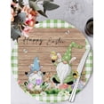 thumbnail image 1 of 13 Inch Round Placemats Set of 4, Happy Easter Non Slip Heat Insulation PP Table Mats, Gnomes Rabbit Flowers Green Check Wooden Washable Place Mats for Kitchen Dining Party Table Decor, 1 of 7