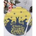 thumbnail image 1 of 13 Inch Round Placemats Set of 4, Happy Easter Rabbits Non Slip Heat Insulation PP Table Mats, Spring Daisy Navy Silhouette Yellow Washable Place Mats for Kitchen Dining Party Table Decor, 1 of 7