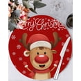 thumbnail image 1 of 13 Inch Round Placemats Set of 4, Merry Christmas Non Slip Heat Insulation PP Table Mats, Red Winter Xmas Cartoon Deer Snowflake Washable Place Mats for Kitchen Dining Party Table Decor, 1 of 7