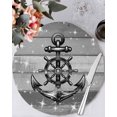 thumbnail image 1 of 13 Inch Round Placemats Set of 4, Nautical Anchor Non Slip Heat Insulation PP Table Mats, Rudder Stars Retro Black Grey Wooden Grain Washable Place Mats for Kitchen Dining Party Table Decor, 1 of 7