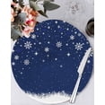 thumbnail image 1 of 13 Inch Round Placemats Set of 4, Navy Blue Christmas Non Slip Heat Insulation PP Table Mats, Xmas Snowflake Ball Winter Snowflake Washable Place Mats for Kitchen Dining Party Table Decor, 1 of 7