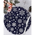 thumbnail image 1 of 13 Inch Round Placemats Set of 4, Navy Blue Christmas Snowflakes Non Slip Heat Insulation PP Table Mats, Xmas Winter Modern Washable Place Mats for Kitchen Dining Party Table Decor, 1 of 7