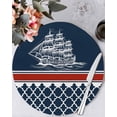 thumbnail image 1 of 13 Inch Round Placemats Set of 4, Navy Blue Coastal Non Slip Heat Insulation PP Table Mats, Nautical Ocean Sea Abstract Art Washable Place Mats for Kitchen Dining Party Table Decor, 1 of 7