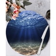 thumbnail image 1 of 13 Inch Round Placemats Set of 4, Navy Blue Ocean Waves Non Slip Heat Insulation PP Table Mats, Summer Beach Coastal Abstract Washable Place Mats for Kitchen Dining Party Table Decor, 1 of 7