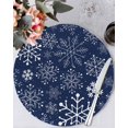 thumbnail image 1 of 13 Inch Round Placemats Set of 4, Navy Blue Snowflake Christmas Non Slip Heat Insulation PP Table Mats, Xmas Snowflake Washable Place Mats for Kitchen Dining Party Table Decor, 1 of 7