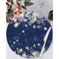 thumbnail image 1 of 13 Inch Round Placemats Set of 4, Navy Blue Snowflake Christmas Non Slip Heat Insulation PP Table Mats, Xmas Winter Snowflake Modern Art Washable Place Mats for Kitchen Dining Party Table Decor, 1 of 7