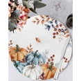thumbnail image 1 of 13 Inch Round Placemats Set of 4, Orange Blue Grey Fall Non Slip Heat Insulation PP Table Mats, Thanksgiving Pumpkins Botanical Washable Place Mats for Kitchen Dining Party Table Decor, 1 of 7