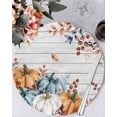thumbnail image 1 of 13 Inch Round Placemats Set of 4, Orange Blue Grey Pumpkins Fall Non Slip Heat Insulation PP Table Mats, Thanksgiving Botanical Vintage Washable Place Mats for Kitchen Dining Party Table Decor, 1 of 7