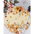 thumbnail image 1 of 13 Inch Round Placemats Set of 4, Orange Fall Non Slip Heat Insulation PP Table Mats, Thanksgiving Pumpkins Sunflower Yellow Washable Place Mats for Kitchen Dining Party Table Decor, 1 of 7
