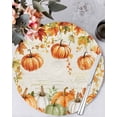 thumbnail image 1 of 13 Inch Round Placemats Set of 4, Orange Green Pumpkins Fall Non Slip Heat Insulation PP Table Mats, Thanksgiving Botanical Washable Place Mats for Kitchen Dining Party Table Decor, 1 of 7