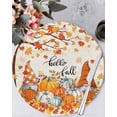 thumbnail image 1 of 13 Inch Round Placemats Set of 4, Orange Pumpkin Gnomes Fall Non Slip Heat Insulation PP Table Mats, Branches Thanksgiving Leaves Washable Place Mats for Kitchen Dining Party Table Decor, 1 of 7
