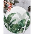 thumbnail image 1 of 13 Inch Round Placemats Set of 4, Palm Leaves Tropical Non Slip Heat Insulation PP Table Mats, Green Botanical Summer Washable Place Mats for Kitchen Dining Party Table Decor, 1 of 7