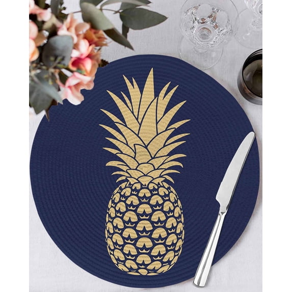 13 Inch Round Placemats Set of 4, Pineapple Non Slip Heat Insulation PP ...