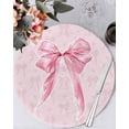 thumbnail image 1 of 13 Inch Round Placemats Set of 4, Pink Bow Non Slip Heat Insulation PP Table Mats, Cute Watercolor Girls Cartoon Luxury Washable Place Mats for Kitchen Dining Party Table Decor, 1 of 7