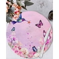 thumbnail image 1 of 13 Inch Round Placemats Set of 4, Pink Flower Non Slip Heat Insulation PP Table Mats, Spring Floral Butterfly Elegant Pastoral Birds Washable Place Mats for Kitchen Dining Party Table Decor, 1 of 7