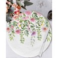 thumbnail image 1 of 13 Inch Round Placemats Set of 4, Pink Green Spring Non Slip Heat Insulation PP Table Mats, Floral Eucalyptus Leaves Watercolor Plant Washable Place Mats for Kitchen Dining Party Table Decor, 1 of 7