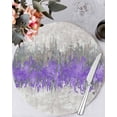 thumbnail image 1 of 13 Inch Round Placemats Set of 4, Purple Grey Abstract Non Slip Heat Insulation PP Table Mats, Gradient Geometric Graffiti Modern Art Washable Place Mats for Kitchen Dining Party Table Decor, 1 of 7