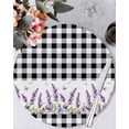 thumbnail image 1 of 13 Inch Round Placemats Set of 4, Purple Lavenders Non Slip Heat Insulation PP Table Mats, Spring Floral Black Plaid Farmhouse Washable Place Mats for Kitchen Dining Party Table Decor, 1 of 7