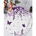 thumbnail image 1 of 13 Inch Round Placemats Set of 4, Purple Spring Botanical Non Slip Heat Insulation PP Table Mats, Weeping Eucalyptus Butterfly Washable Place Mats for Kitchen Dining Party Table Decor, 1 of 7