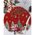 thumbnail image 1 of 13 Inch Round Placemats Set of 4, Red Christmas Non Slip Heat Insulation PP Table Mats, Snowman Truck Xmas Tree Ball Snowflake Winter Washable Place Mats for Kitchen Dining Party Table Decor, 1 of 7