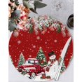 thumbnail image 1 of 13 Inch Round Placemats Set of 4, Red Christmas Non Slip Heat Insulation PP Table Mats, Snowman Xmas Truck Balls Tree Washable Place Mats for Kitchen Dining Party Table Decor, 1 of 7