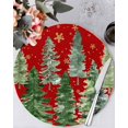 thumbnail image 1 of 13 Inch Round Placemats Set of 4, Red Christmas Tree Non Slip Heat Insulation PP Table Mats, Winter Watercolor Gold Snowflakes Washable Place Mats for Kitchen Dining Party Table Decor, 1 of 7