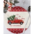 thumbnail image 1 of 13 Inch Round Placemats Set of 4, Red Christmas Truck Non Slip Heat Insulation PP Table Mats, Xmas Tree Snowflake Plaid Holiday Washable Place Mats for Kitchen Dining Party Table Decor, 1 of 7