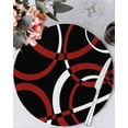 thumbnail image 1 of 13 Inch Round Placemats Set of 4, Red Geometric Non Slip Heat Insulation PP Table Mats, Vintage Abstract Stripes Aesthetic Art Washable Place Mats for Kitchen Dining Party Table Decor, 1 of 7