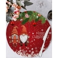 thumbnail image 1 of 13 Inch Round Placemats Set of 4, Red Gnomes Christmas Non Slip Heat Insulation PP Table Mats, Xmas Weeping Balls Snowflake Washable Place Mats for Kitchen Dining Party Table Decor, 1 of 7