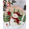 thumbnail image 1 of 13 Inch Round Placemats Set of 4, Red Green Snowman Christmas Non Slip Heat Insulation PP Table Mats, Xmas Tree Snowflake Winter Wooden Washable Place Mats for Kitchen Dining Party Table Decor, 1 of 7
