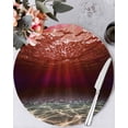 thumbnail image 1 of 13 Inch Round Placemats Set of 4, Red Ocean Waves Non Slip Heat Insulation PP Table Mats, Summer Beach Coastal Abstract Washable Place Mats for Kitchen Dining Party Table Decor, 1 of 7