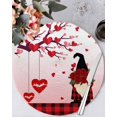 thumbnail image 1 of 13 Inch Round Placemats Set of 4, Red Pink Gnomes Valentines Non Slip Heat Insulation PP Table Mats, Love Heart Tree Roses Plaid Washable Place Mats for Kitchen Dining Party Table Decor, 1 of 7