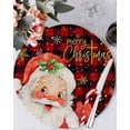 thumbnail image 1 of 13 Inch Round Placemats Set of 4, Red Plaid Christmas Non Slip Heat Insulation PP Table Mats, Santa Xmas Snowflake Farmhouse Washable Place Mats for Kitchen Dining Party Table Decor, 1 of 7