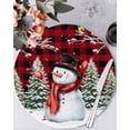 thumbnail image 1 of 13 Inch Round Placemats Set of 4, Red Plaid Snowman Christmas Non Slip Heat Insulation PP Table Mats, Xmas Tree Snowflake Birds Branches Washable Place Mats for Kitchen Dining Party Table Decor, 1 of 7