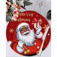 thumbnail image 1 of 13 Inch Round Placemats Set of 4, Red Santa Christmas Non Slip Heat Insulation PP Table Mats, Gifts Xmas Snowflake Winter White Washable Place Mats for Kitchen Dining Party Table Decor, 1 of 7